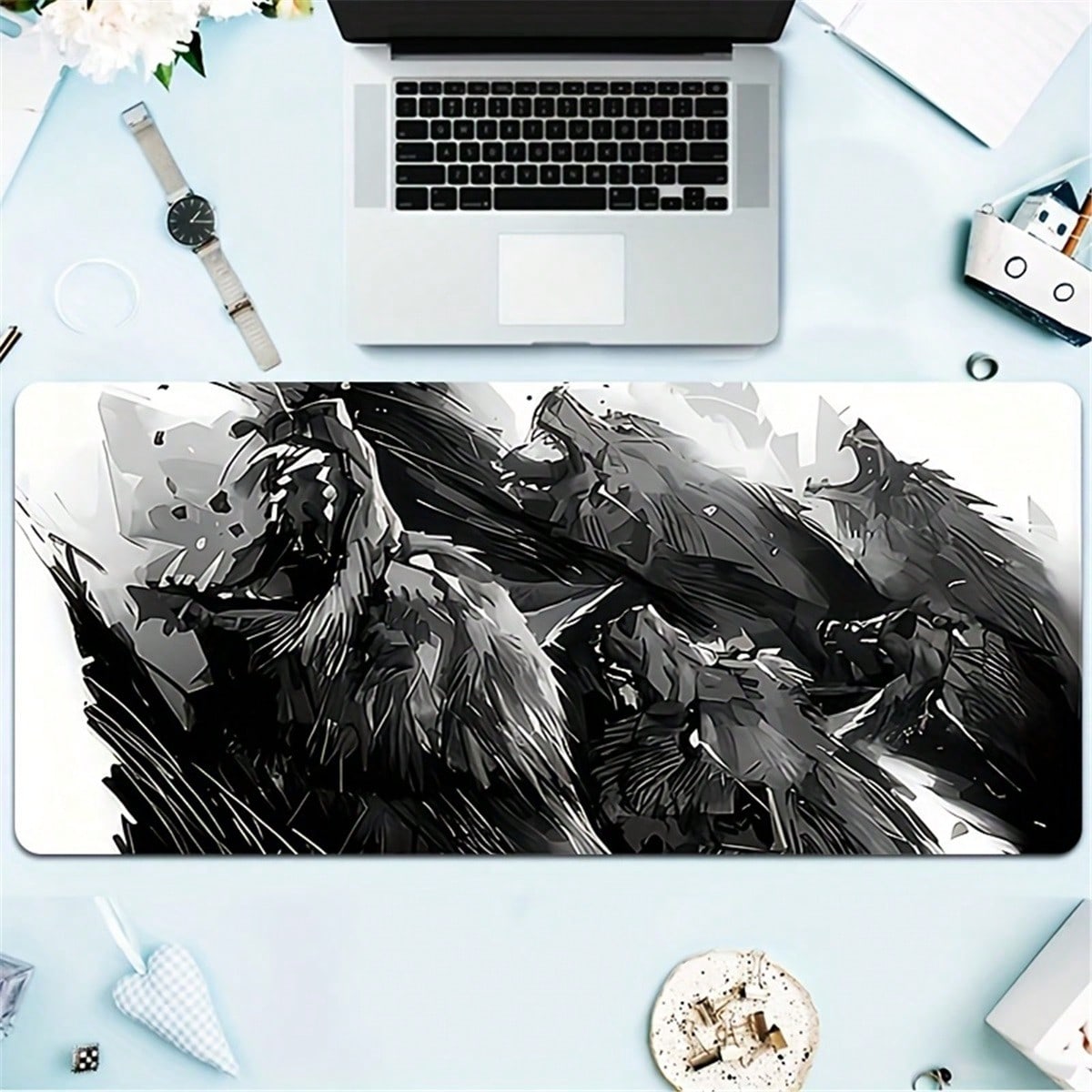 Desk Setup Programmer - Große Wolf Gaming-Schreibtischunterlage, kompatibel mit PC/Laptop,