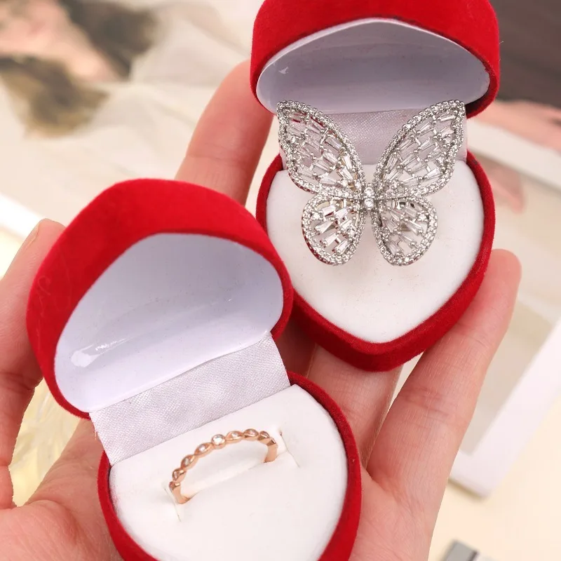 Rot Beflockung Herz Form Ring  – Ring Binder Box Bewertung und Preis